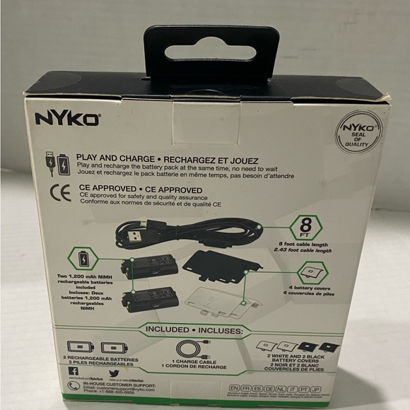 Nyko Power Kit Plus For XBox One Charge Cable & Rechargeable Batteries New - Picture 2 of 3